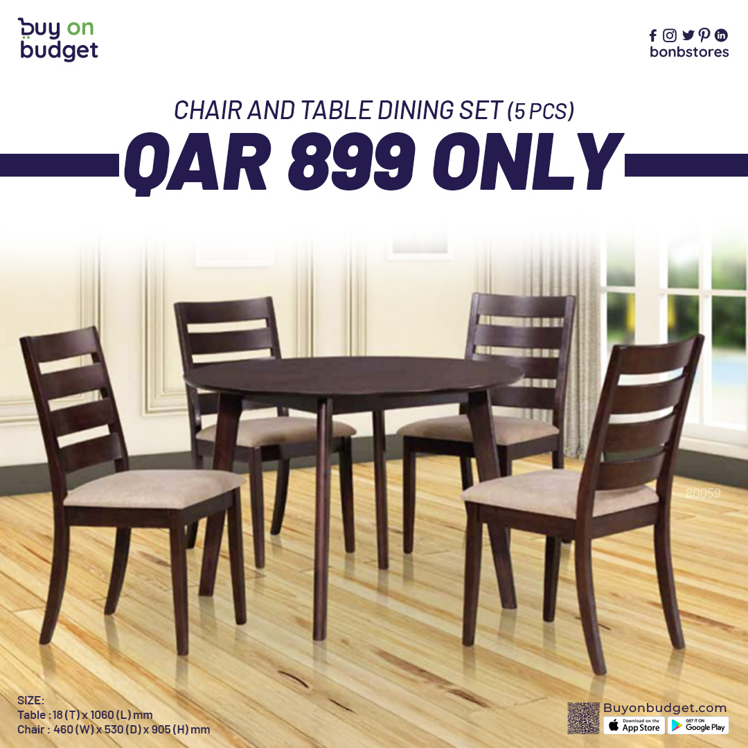 AMBER Rubber Wood 5 Piece Sleek Dining Set