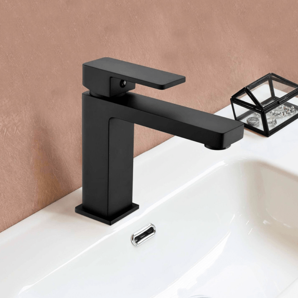 Black Simple Bathroom Faucet Aerator Spout Modern Commercial Vanity Basin Mixer