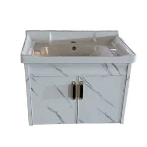 Vanity Bathroom Cabinet Wall Mount Artificial Marble White Color