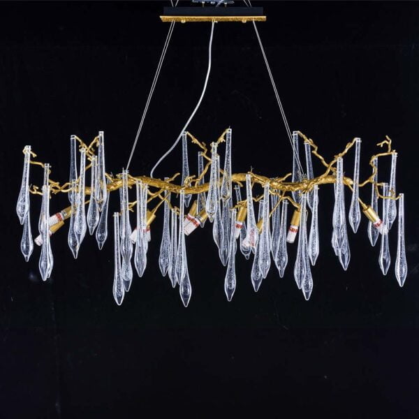 Glass Leaf Chandelier Pendent Light White Color