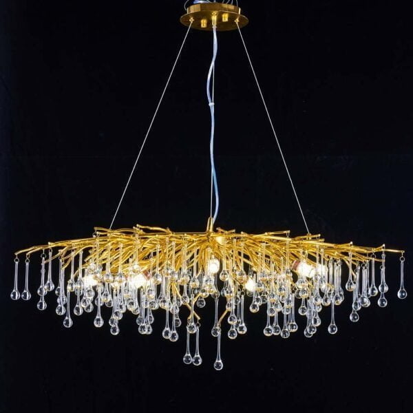 Luxury water Drop chandelier light Gold Color