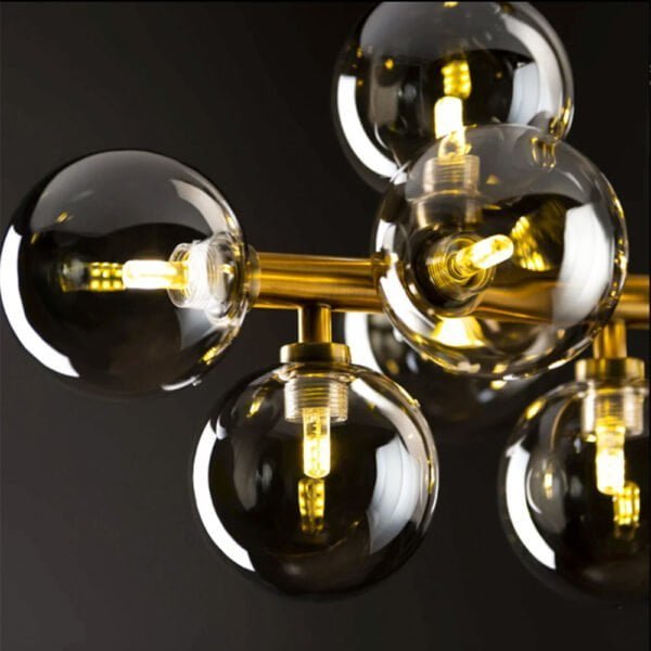 Modern Brass Round Chandelier 20-Light with Tiered Smoked Glass Hanging Lights - OMG0906 (D80)