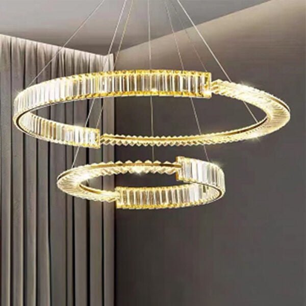 Luxury 2 Ring Hanging Lights Gold Color