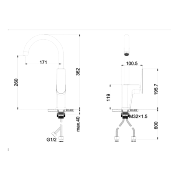 Kitchen Faucet Simple 1 Hole And 1 Handle - Chrome SP9936C