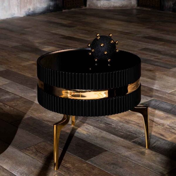 Flores Black Round Side Table