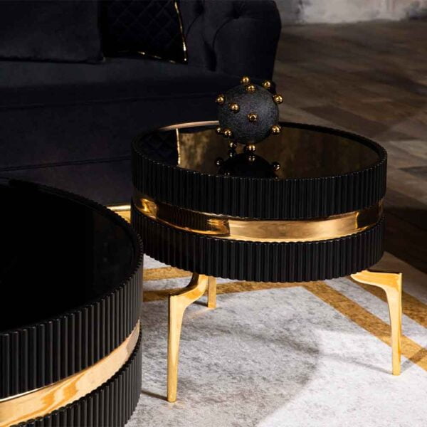 Flores Black Round Side Table