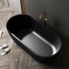 Free standing bath tub with drainer and pipe overflow black color