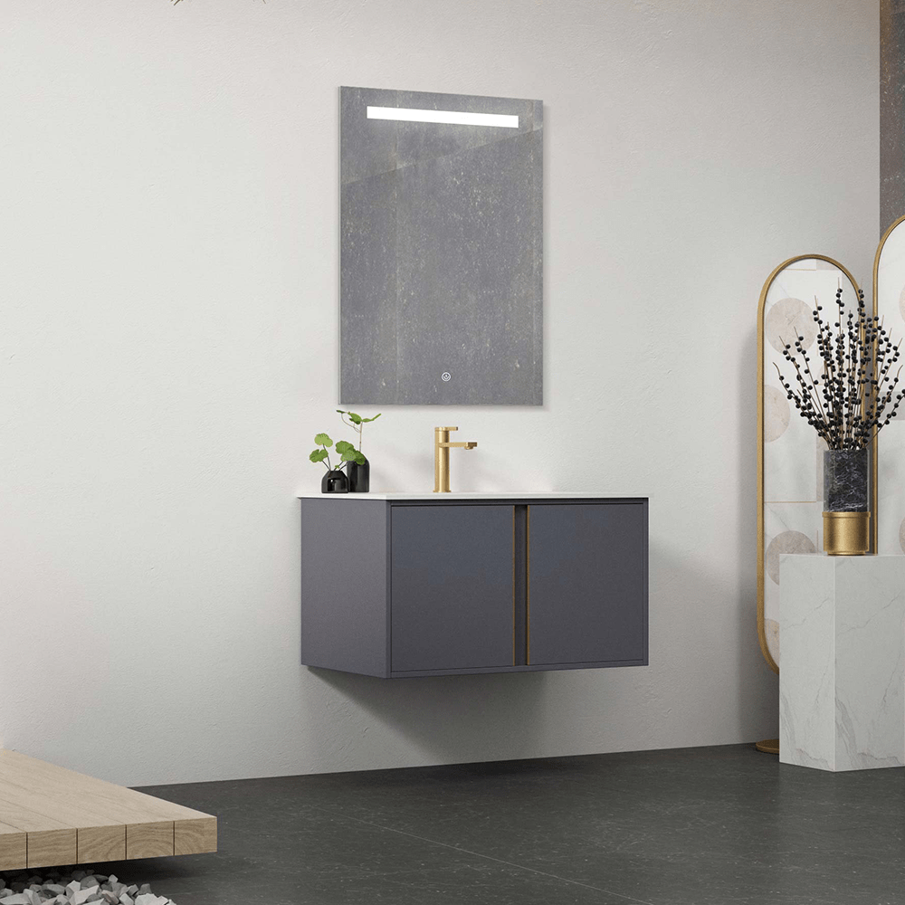 Vanity Cabinet With Mirror White and Grey Color