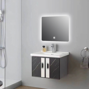 Vanity Bathroom Cabinet Artificial Marble Grey Color