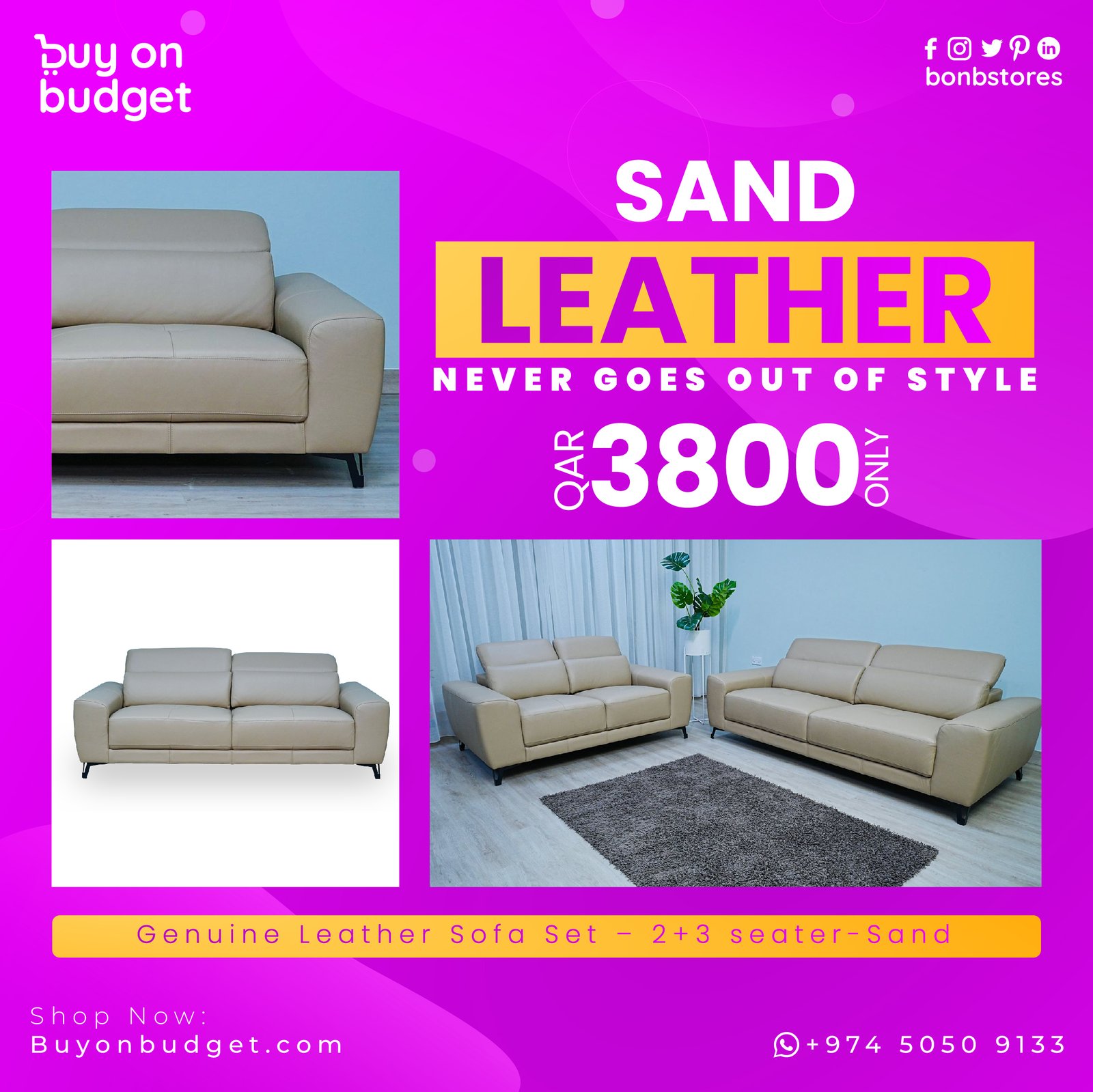 Buy leather sofa set for best price in Qatar
