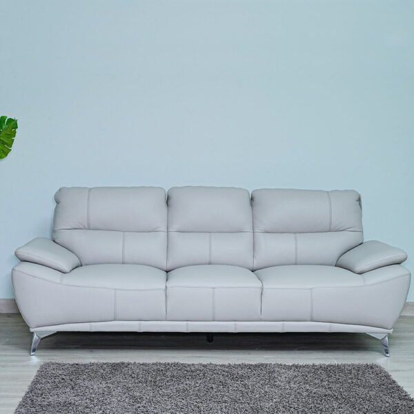 Full Leather Sofa Set -2+3 seater - Light Grey - (6004)