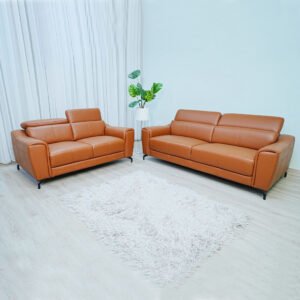 Full Leather Sofa Set -2+3 seater - Brown (6008)