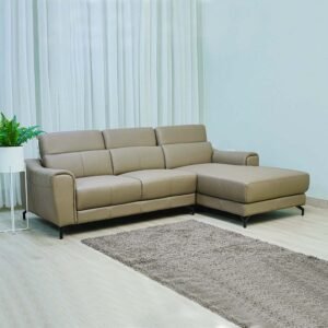 Full Leather Sofa Set - 40L+70R - Latte (6008)