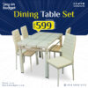 JW Glass Dining – (1 Table+ 4 Chairs)