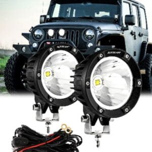 LED Driving Spot Lights 4Inch White With Wiring Harness-36Wx2