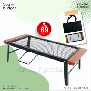 Outdoor Anti-scalding Wooden Handle Camping Barbecue Table