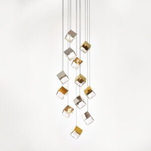 Cube Style Pendent Lamp Gold Color
