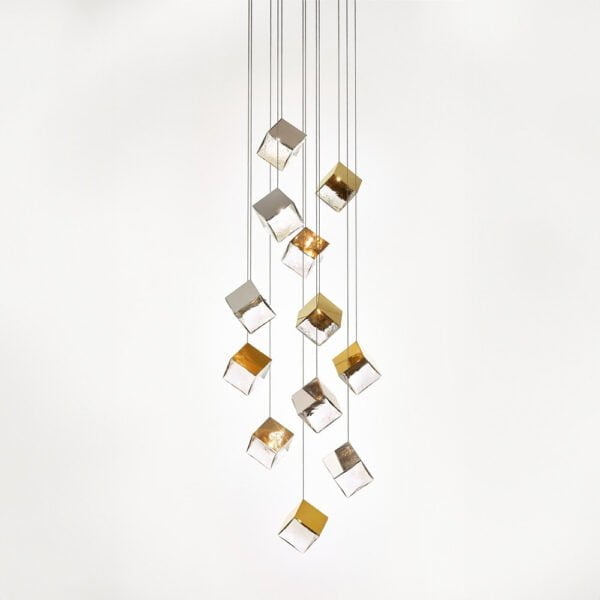 Cube Style Pendent Lamp Gold Color