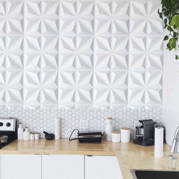 3D PVC Wall Panel Matt White Color