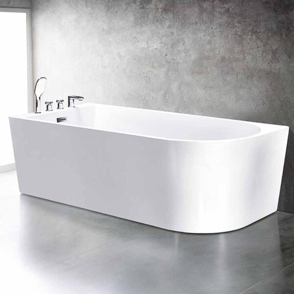 Acrylic Bath Tub with Brass Faucet Drainage White color