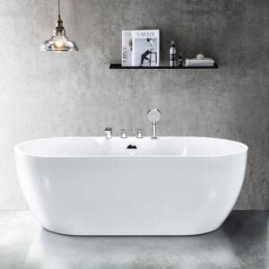 Acrylic Bath Tub with Brass Faucet Drainage White color