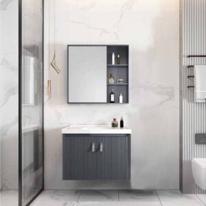 Aluminum Vanity Bathroom Cabinet Dark Grey Color