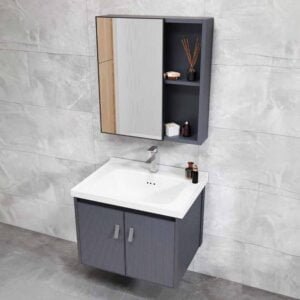 Aluminum Vanity Bathroom Cabinet Dark Grey Color