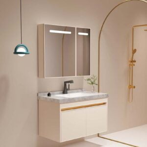 Aluminum Vanity Bathroom Cabinet Cream Color