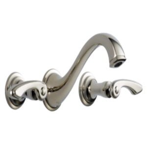 Two Handle Wall Mount Lavatory Faucet Polished Nickel Color