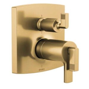 Thermostatic Valve with Diverter Trim Handle Kit Lever Gold Color
