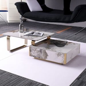 Marble Coffee Table White and Gold Color