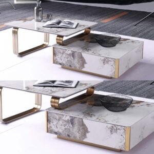 Marble Coffee Table White and Gold Color
