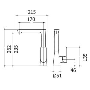 Cucina Single Lever Sink Mixer W/High Swivel Spout (CUC1002-CR )