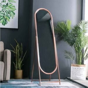 Metal Frame Wall Mirror Rose Gold Color