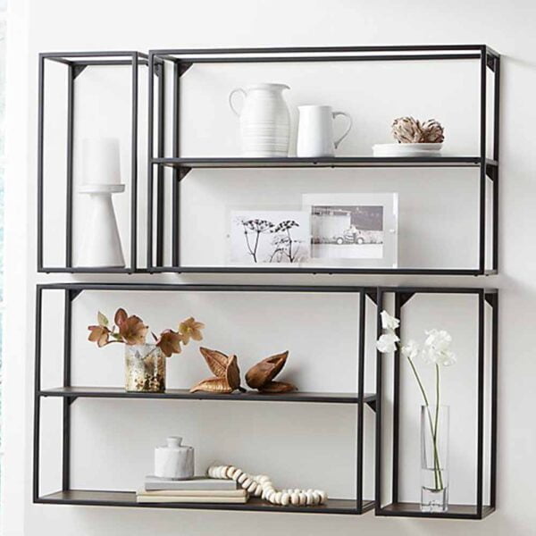 Wall Shelf Set of 2 BLACK Color