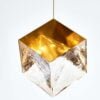 Glass Cube Pendant Lamp Gold + Clear