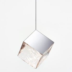 Glass Cube Pendant Lamp Silver + Clear