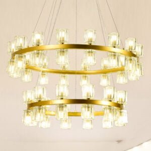 Luxury 2-Ring Pendant Lamp Gold Color