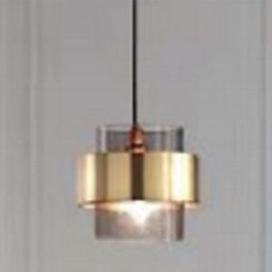 Brass Gold Cylindrical Smoky Glass Led Pendant Lamp