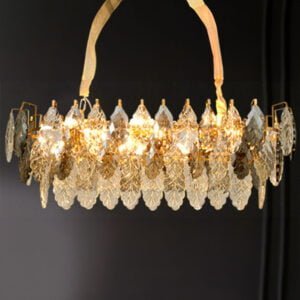 Luxury Rectangular Pendent Lamp Gold Color