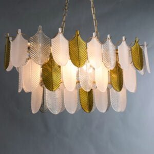 Luxury Glass Leaf Pendent Lamp Warm White Color