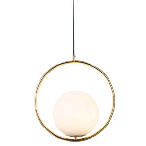 Modern Golden Ring Glass Ball Shaped Pendant Lights - D102/1 (E14 Bulb Holder)