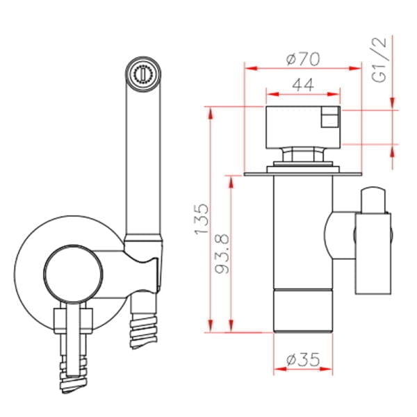 Spray Shower set Hot & Cold - Gold (P011770)