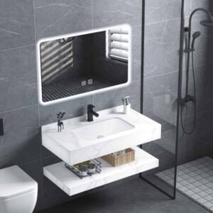 Vanity Bathroom Cabinet with LED Mirror White Color