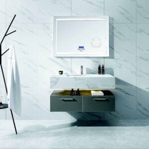 Vanity Cabinet with LED Touch Mirror Grey Marble effect Color