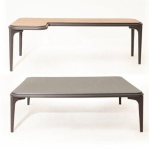 Bugger Center Square Table + L-Shaped Center Table Wood and Black Color