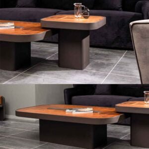 Platinum Center Square Table + Side Table Wood Color