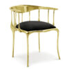 Boca do Lobo Gold Brass Dining Chair with Velvet Upholstery Seat