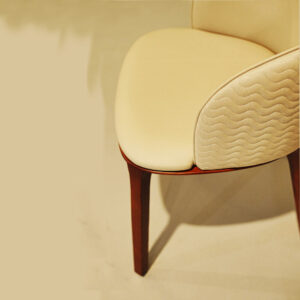 Modern Beige Upholstered Dining Chair with Wooden Legs