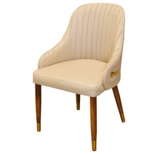 Luxury Beige Leather Scandinavian Designs Dining Chair